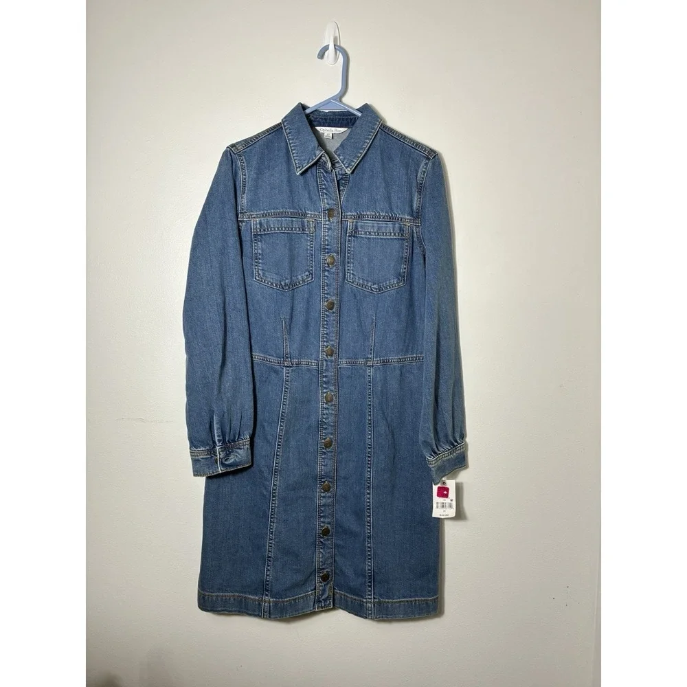 NEW! Ophelia Roe Button Up Denim Dress Sz 10 Western‎ Rodeo Long Sleeve